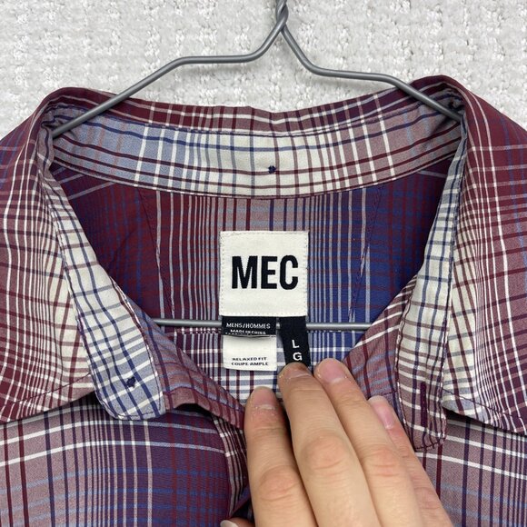 Mountain Equipment Co-op MEC light Hiking Button Shirt Men L Plaid Red / Blue - Picture 5 of 13